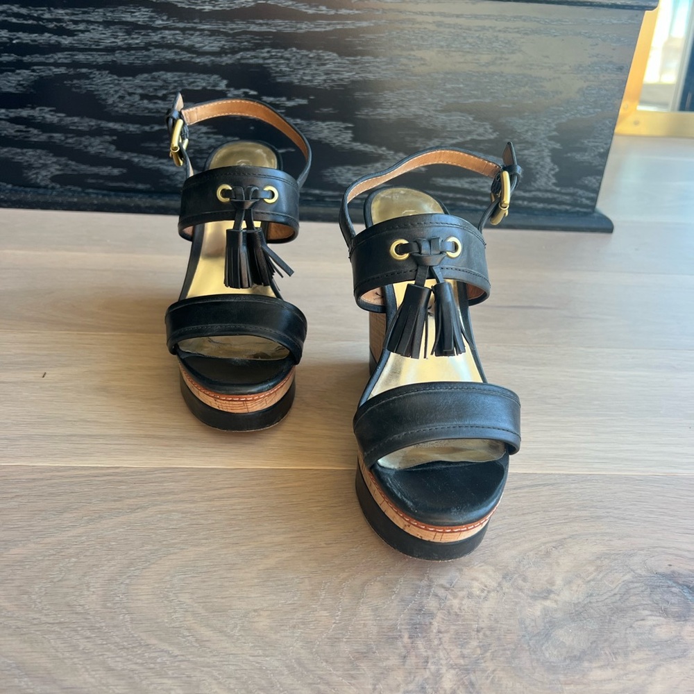 Coach Black Platform Sandals with Tassel - Picture 4 of 4
